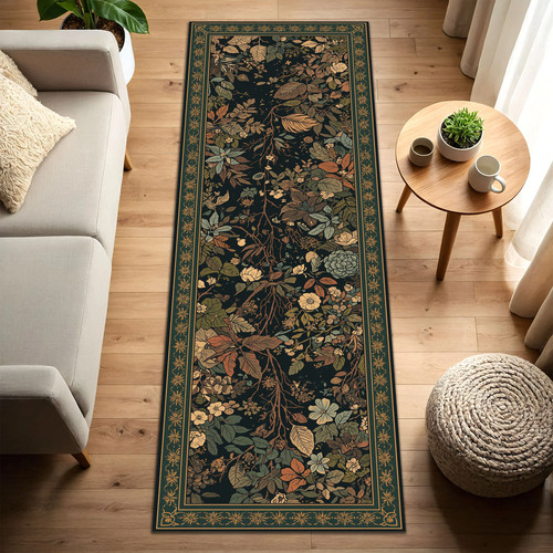 Dark botanical runner rug - dark,